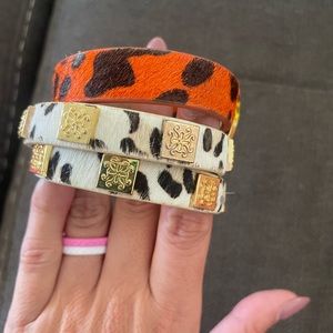 Two leather Rustic Cuff wrap bracelets